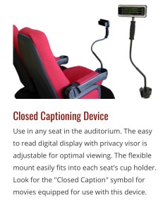 Closed Captioning device for movie theaters 